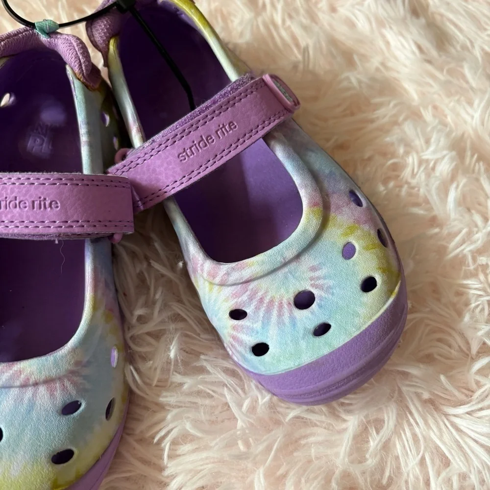 Stride Rite Kids' Purple Tie-Dye Shoes Made2Play Phibian- Kids/Girl Sz 12